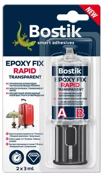 Adeziv epoxidic Bostik - Epoxy Fix Rapid, 2 x 3 ml, transparent