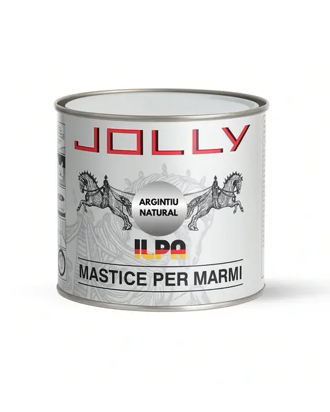 Adeziv Mastic Argintiu Metalic Pentru Marmura, Granit, Travertin si Piatra Naturala - Ilpa Jolly Metallico Argento 1KG cu Catalizator