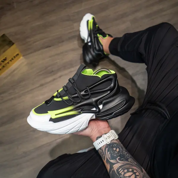 ADIDASI BARBATI SNEAKERS BLACK-GREEN ABBM7(063) (MĂRIME: 43)