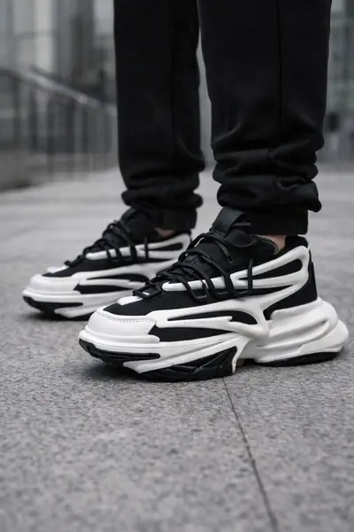 ADIDASI BARBATI SNEAKERS BLACK-WHITE ABBM3(063) (MĂRIME: 42)