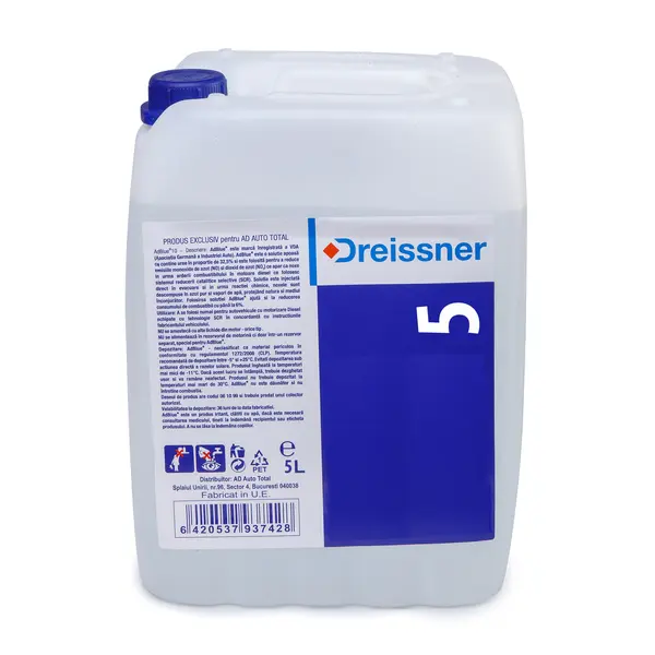 Aditiv regenerare filtre de particule cu palnie umplere, pentru motoare diesel euro 6, DREISSNER 5L