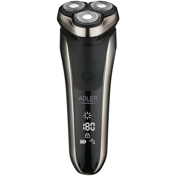 ADLER Aparat De Ras Electric, Adler, AD 2933, IPX7 Rezistent La Apa, 3 Capete Mobile Individual, Port De Incarcare USB Tip C, Afisaj LCD, Trimmer, Negru