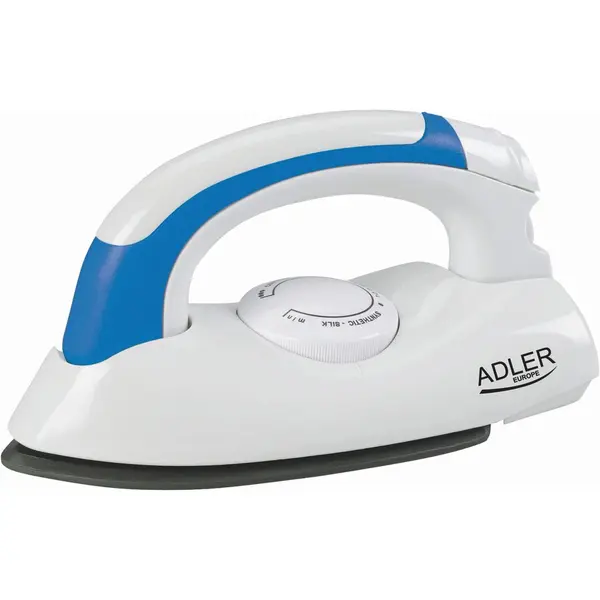 ADLER Fier De Calcat De Calatorie, Adler AD5015, Putere 700W, Compact Si Usor, Maner Rabatabil, Reglare Temperatura, Talpa NONSTICK Pentru Calcare Usoara Fara Arsuri, Ideal In Calatorii Si Excursii, 19x10x4.5 cm, Alb-Albastru