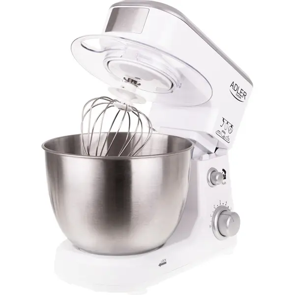 ADLER Mixer planetar Adler AD4216, 1000W, 6 viteze, capacitate bol 4l, Alb/Inox