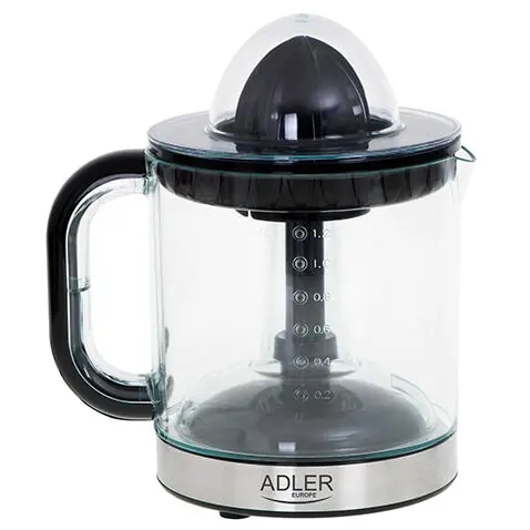 ADLER Storcator de citrice AD 4012, 60 W, 1,2 l, Doua conuri, Functie de pornire/oprire automata, Negru, Adler