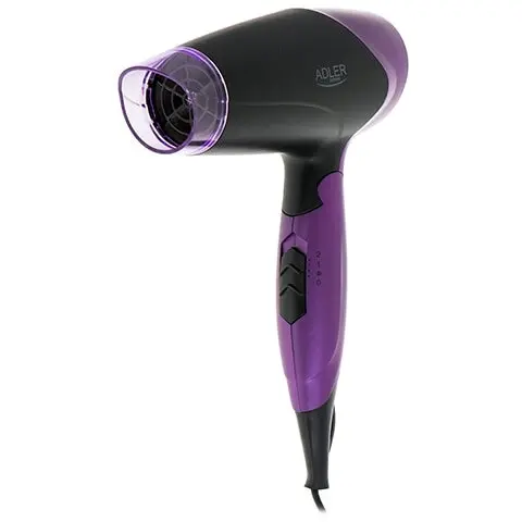 ADLER Uscator de par Adler AD2260, Pliabil, 1600W, 2 setari de temperatura, 2 viteze, functie setare aer rece, concentrator de aer, Negru-Mov,