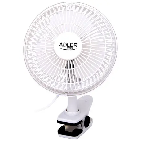 ADLER Ventilator Adler AD 7317, 15cm, 2 viteze, cu clip si baza, 30 W, 20.8x19.6x17.1cm, Alb