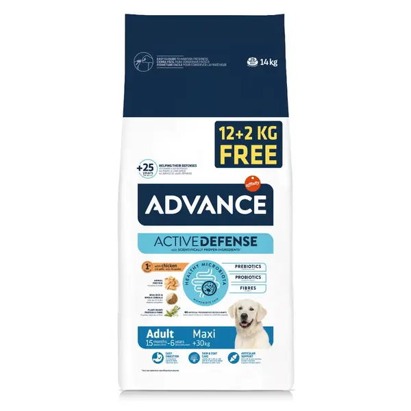 ADVANCE Adult Maxi, L-XL, Pui, hrană uscată câini, 14kg ADVANCE Adult Maxi, L-XL, Pui, hrană uscată câini, GRATUIT, 12 + 2KG
