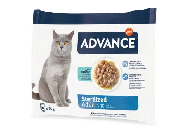 Advance Cat Wet Sterilized Cod Multipack, 4x85 g