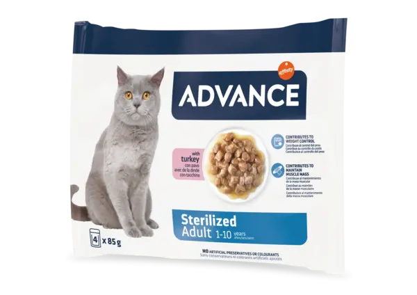 Advance Cat Wet Sterilized Curcan Multipack, 4x85 g