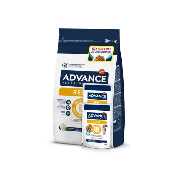 ADVANCE Veterinary Diets Cat Renal, dietă veterinară, hrană uscată pisici, afecțiuni renale cronice ADVANCE VD Renal, dietă veterinară pisici, hrană uscată, sistem renal, 1.5kg + ADVANCE VD Renal, dietă veterinară, plic, 85g x 2buc GRATUIT