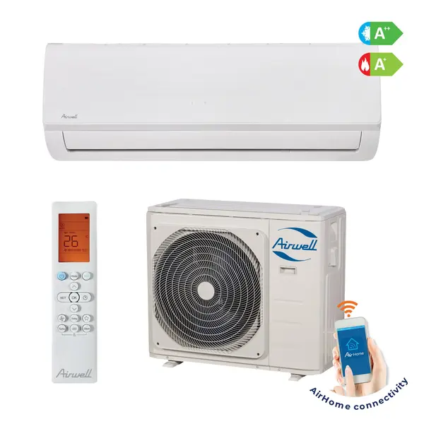 aer conditionat airwell, aura hdla35, smart inverter 12000 btu, a++/a+, functie incalzire, wi-fi, night mode, i feel, alb