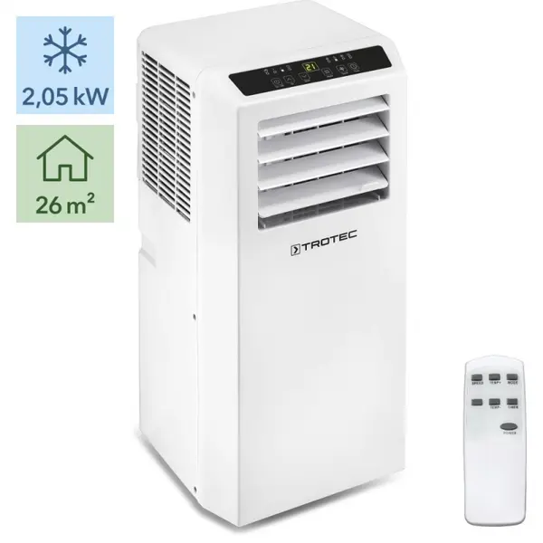 Aer conditionat portabil Trotec PAC 2010 SH, Capacitate 7.000 Btu, Functie incalzire, Telecomanda, Display, Timer, Debit 320mc/o