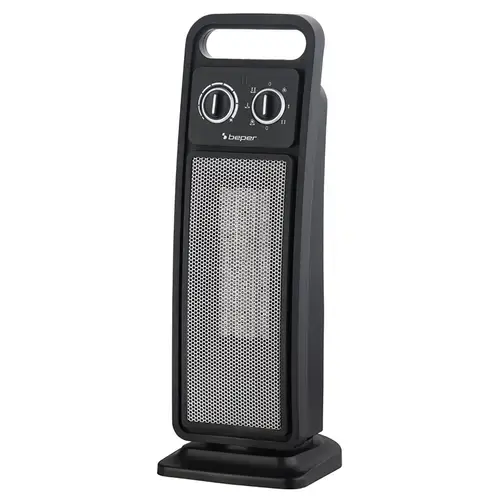 Aeroterma ceramica turn BEPER BP203002, 2000 W, Functie ventilator, Oscilatie, H 50 cm (Negru)