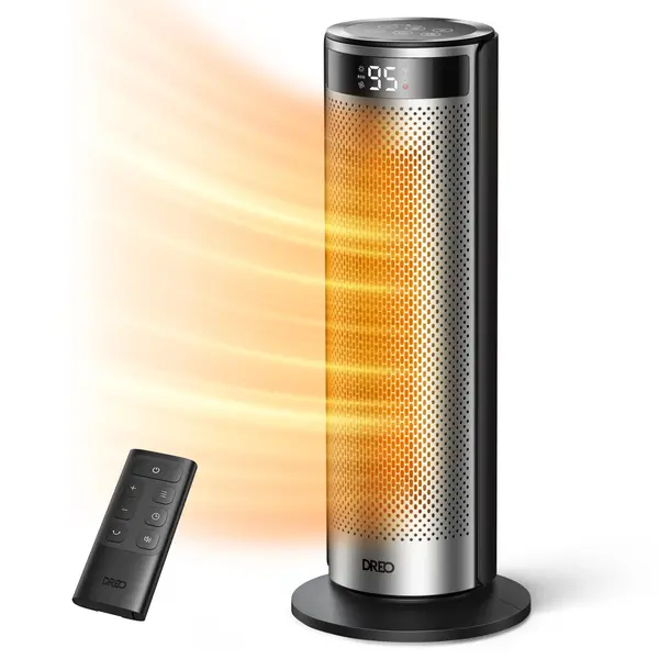 - Aeroterma Dreo Solaris SH628, 2000W, Heater Ceramica, Termostat, Eco Mode, Funcție Ventilator, Oscilatie 70°, Timer 12h, Silentios, Display LED, Telecomanda, Negru&Argintiu
