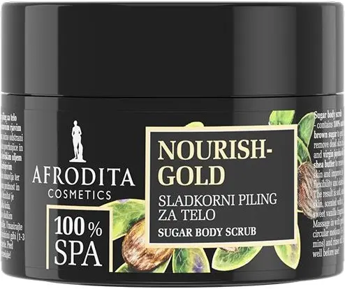 Afrodita Cosmetics SPA Nourish Gold Scrub de corp cu zahăr, 175 g