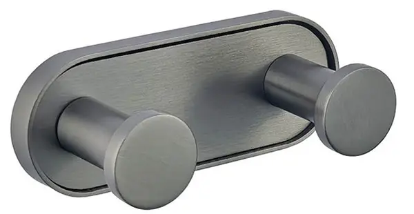 Agățătoare de perete dublă Inter Ceramic - Lusso, 4.15 х 4 х 10.4 cm, Gun Grey