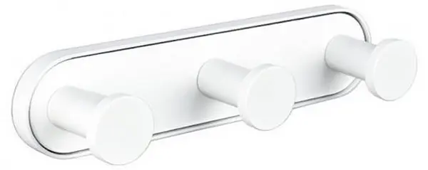 Agățătoare de perete triplă Inter Ceramic - Lusso, 17.2 x 4.15 x 5 cm, White Matt