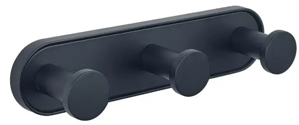 Agățătoare de perete triplă Inter Ceramic - Lusso, 17.2 x 4.15 x 5 cm, Black Matt
