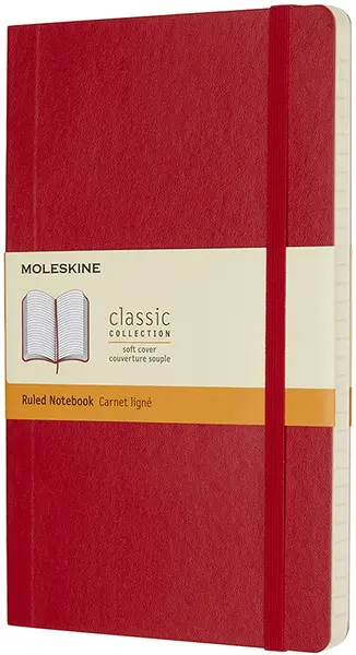 Agenda cu coperți broșate Moleskine Classic Ruled - Rosie, pagini liniate