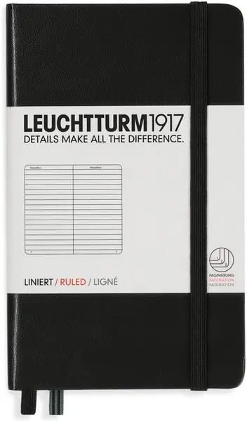 Agenda de buzunar Leuchtturm1917 - A6, pagini liniate, Black