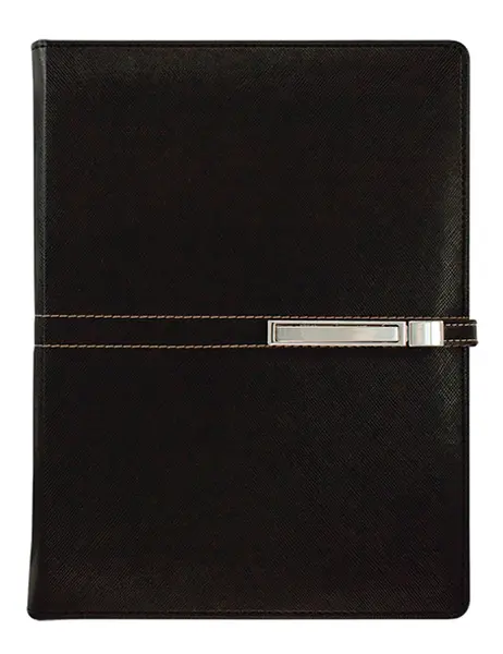 Agenda din piele Alicante Superior A5 - Neagra, cu inele si incuietoare