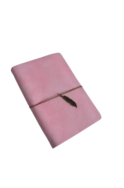 Agenda din piele ecologica,roz,snur pana,17x23 cm