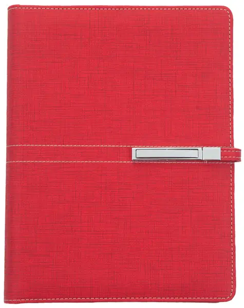 Agenda din piele Trend Superior A5 - Rosu, cu inele si incuietoare