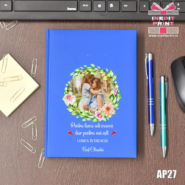 Agenda personalizata 2025 - 8 Martie AP27 ALBASTRU DESCHIS, STANDARD H1