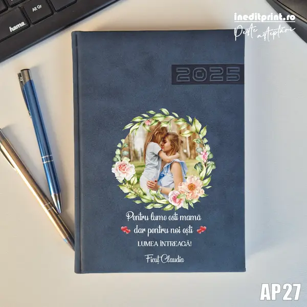 Agenda personalizata 2025 - 8 Martie AP27 ALBASTRU TEANO, DELUXE PREMIUM