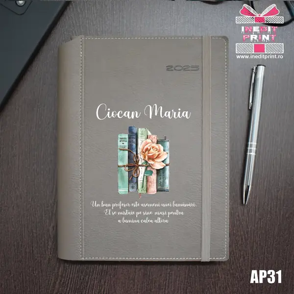 Agenda personalizata 2025 Cadru didactic AP31 DELUXE PREMIUM, BEJ BORNEO