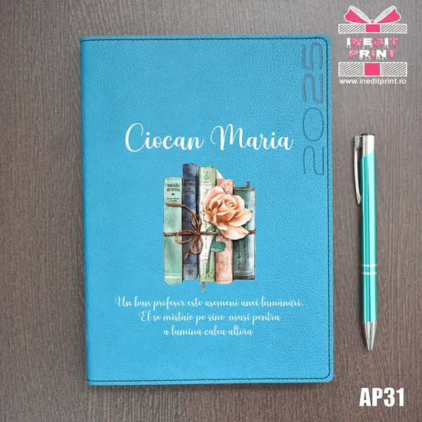 Agenda personalizata 2025 Cadru didactic AP31 DELUXE PREMIUM, TURCOAZ LORETO