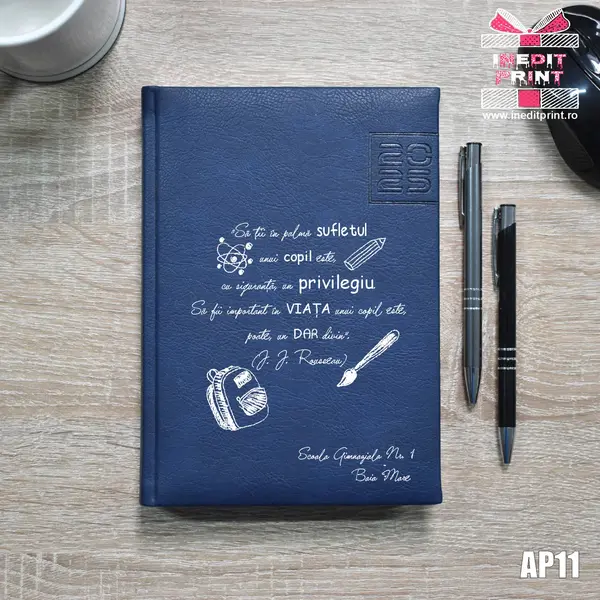 Agenda personalizata 2025 Citat educatie AP11 ALBASTRU CHIAVENNA, DELUXE PREMIUM