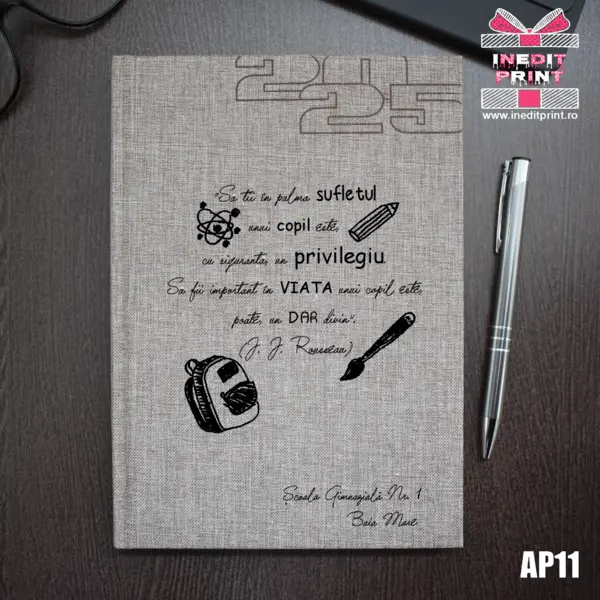 Agenda personalizata 2025 Citat educatie AP11 BEJ FIORANO, DELUXE PREMIUM