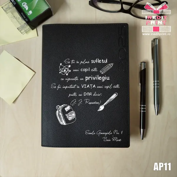 Agenda personalizata 2025 Citat educatie AP11 NEGRU LORETO, DELUXE PREMIUM