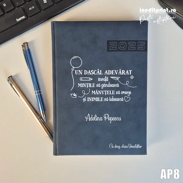 Agenda personalizata 2025 Dascal adevarat AP8 ALBASTRU TEANO, DELUXE PREMIUM