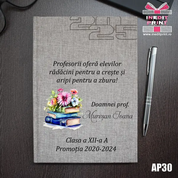 Agenda personalizata 2025 Doamna Profesoara AP30 BEJ FIORANO, DELUXE PREMIUM