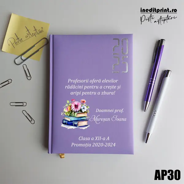 Agenda personalizata 2025 Doamna Profesoara AP30 DATATA RT, LILA