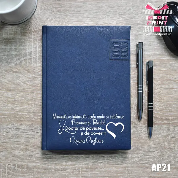 Agenda personalizata 2025 Doctor de poveste AP21 ALBASTRU CHIAVENNA, DELUXE PREMIUM
