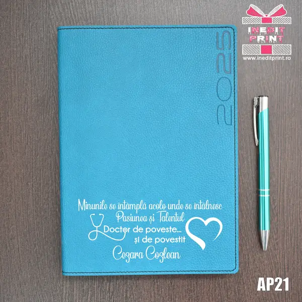 Agenda personalizata 2025 Doctor de poveste AP21 DELUXE PREMIUM, TURCOAZ LORETO