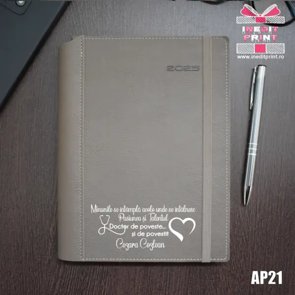 Agenda personalizata 2025 Doctor de poveste AP21 DELUXE PREMIUM, BEJ BORNEO