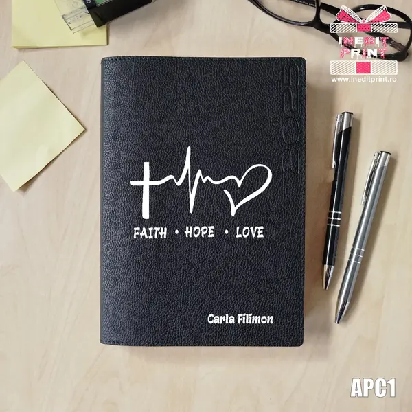 Agenda personalizata 2025 Faith Hope Love APC1 DELUXE PREMIUM, NEGRU LORETO