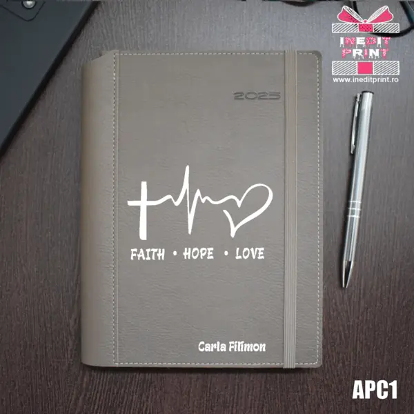 Agenda personalizata 2025 Faith Hope Love APC1 DELUXE PREMIUM, BEJ BORNEO