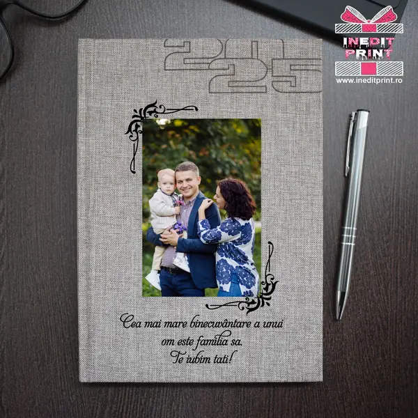 Agenda personalizata 2025 Foto + Text AP3 BEJ FIORANO, DELUXE PREMIUM