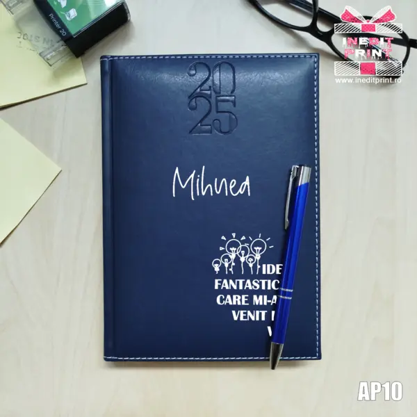Agenda personalizata 2025 Idei noi AP10 ALBASTRU, DELUXE H