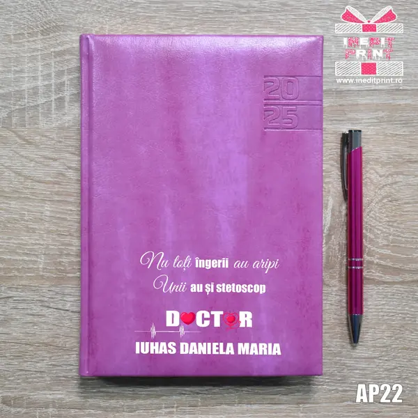 Agenda personalizata 2025 Ingeri cu stetoscop AP22 PURPURIU NARNI, DELUXE PREMIUM