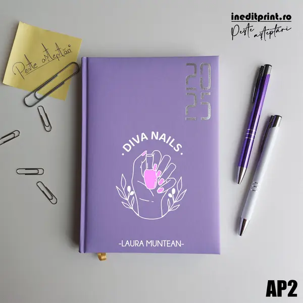 Agenda personalizata 2025 Logo + Nume AP2 LILA, DATATA RT