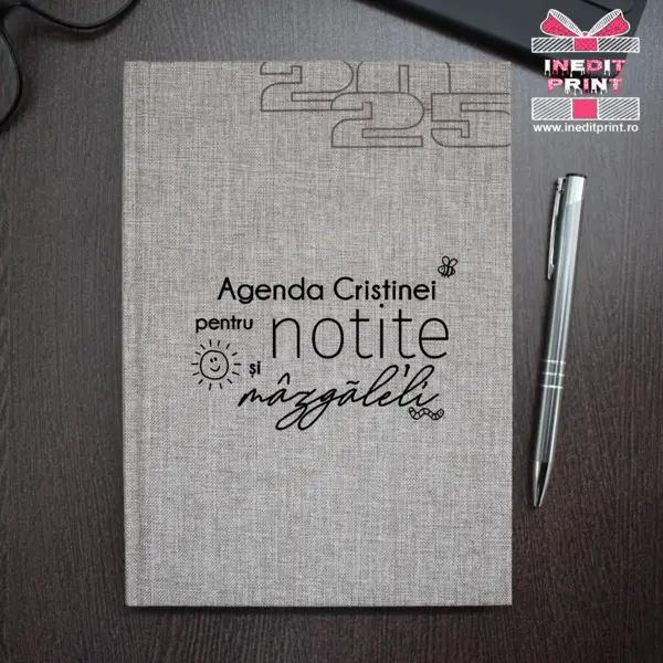 Agenda personalizata 2025 mazgaleli AP1 DELUXE PREMIUM, BEJ FIORANO
