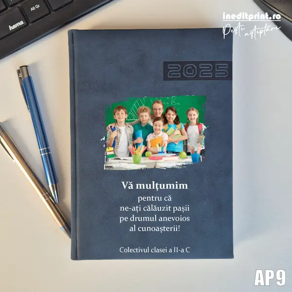 Agenda personalizata 2025 Multumiri AP9 ALBASTRU TEANO, DELUXE PREMIUM