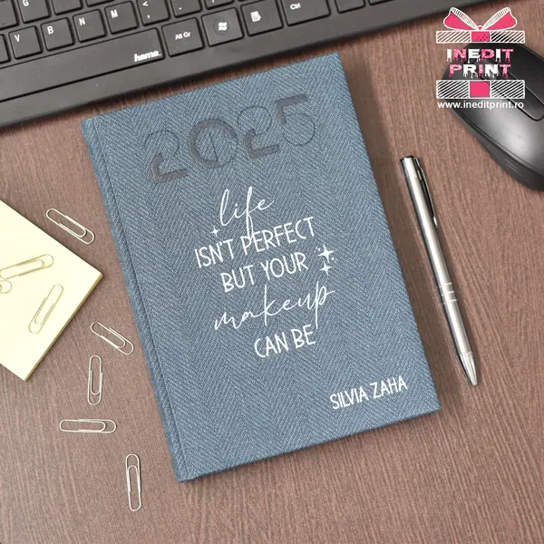 Agenda personalizata 2025 Perfect makeup AP5 ALBASTRU BARD, DELUXE PREMIUM